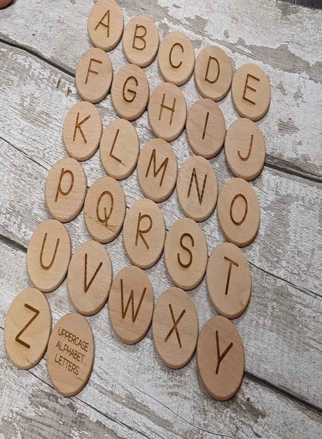 Haoser Alphabet A-Z Uppercase Lowercase Discs and Tokens - Montessori Toys - Flashcards - Wooden Toy - Learning Discs - Story Discs Play - Image 2